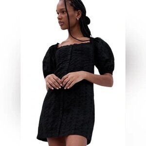 GAP Black Eyelet Puffy Sleeve Mini Dress